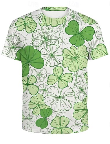 Pyhän Patrickin päivä Shamrock irlantilainen T-paita 3D Onnekas apila Kuvitettu Käyttötarkoitus Pariskuntien Miesten Naisten Aikuisten Pyhän Patrickin päivä 3D-tulostus Juhla Rento / arki