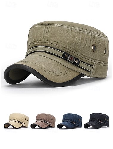  boné casual ajustável estilo militar masculino com detalhes de botões - tecido de algodão durável, ideal para uso ao ar livre, uso diário e ocasiões casuais