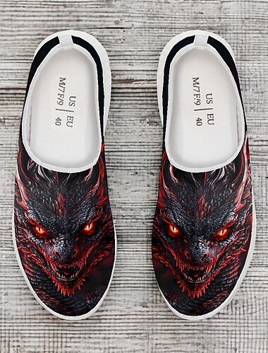  Slip-On-Sneaker für Herren mit rotem Drachen-Print – leichte und atmungsaktive Freizeitschuhe zum Wandern, für Sport und Outdoor-Aktivitäten