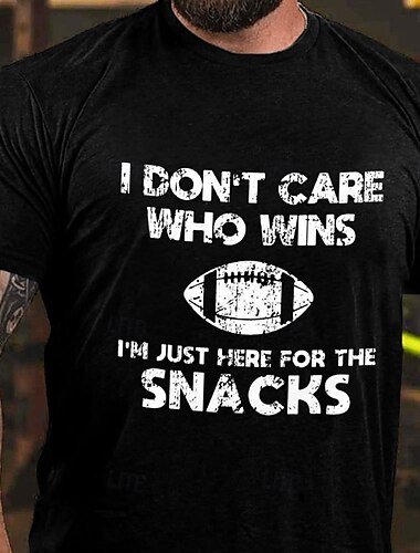  Ανδρικό Αστείο T-Shirt 'Είμαι Εδώ Μόνο Για Τα Σνακ' Γραφικό Ποδόσφαιρο Κοντομάνικο Χαλαρό T-shirt