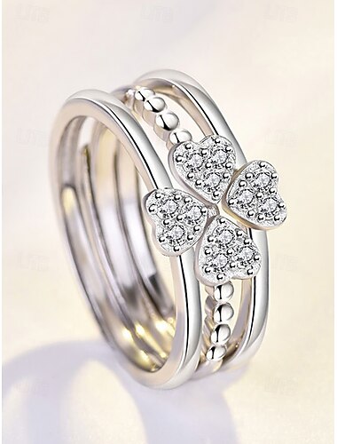  ensemble de bagues empilables en argent en forme de cœur pour femme – design élégant orné de cristaux pour fiançailles, anniversaire ou usage quotidien