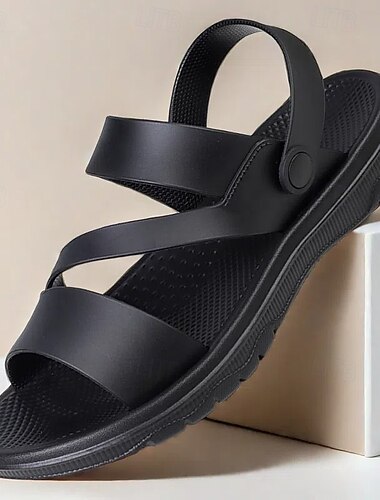  sandálias confortáveis pretas masculinas – tiras ajustáveis, sola antiderrapante, calçado casual e durável para uso diário