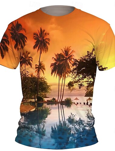  Boys 3D Graphic Coconut Tree T shirt Tee Short Sleeve Summer Spring Fashion Basic Kids 4-12 Years Crew Neck Outdoor Casual Daily Regular Fit