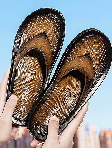  Schwarze Flip-Flops für Herren mit bequemem Fußbett, lässiges Slip-On-Design für den Alltag und zum Entspannen