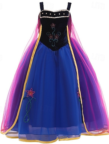  La Reine des neiges Princesse Anna Robe Costume Robe de demoiselle d'honneur Costumes Thématiques de Films et TV Cosplay de Film for Fille Enfant Carnaval Journée mondiale du livre Performance Fête