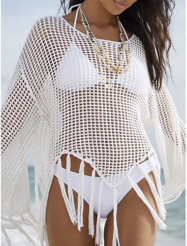  Femme Maillots de Bain Vêtement couvrant Robe de Bain Maillot de bain Découpé Vacances Tenues de plage Plein manche longue Maillots de bain