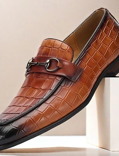 Herren-Loafer aus hochwertigem Rindsleder – Krokoprägung mit Metallverzierung für formelle und geschäftliche Anlässe