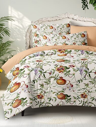  set copripiumino con frutta di melograno set di piante tropicali in cotone set morbido set di biancheria da letto di lusso in 3 pezzi decorazioni per la casa regalo twin completo king size