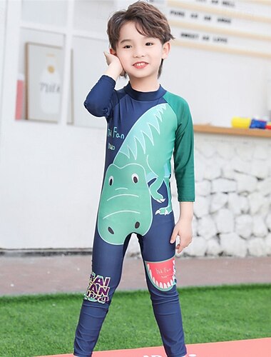  Kinderen Jongens Zwempak Dinosaurus Lange mouw Strand Vakantie blauw Zomer Kleren 4 jaar +