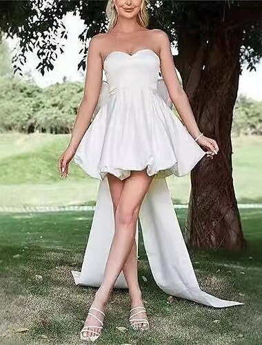  Kurze Brautkleider Boho Hochzeitskleider Ballkleid Schatz Ausschnitt Ärmellos Knie-Länge Jersey Hochzeitsanzüge Brautkleider Mit Schleife(n) Plissee 2025