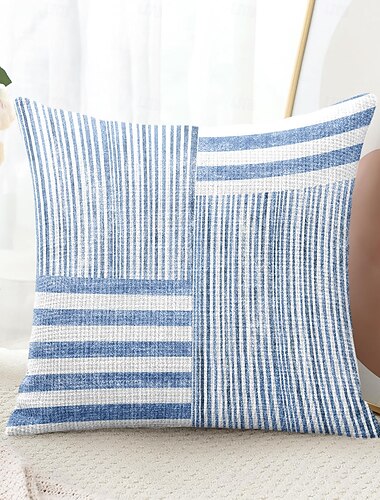  Streifen dekorativer Kissenbezug 1 Stück weicher quadratischer Couchkissenbezug für Schlafzimmer Wohnzimmer Sofa Stuhl rosa blau grau