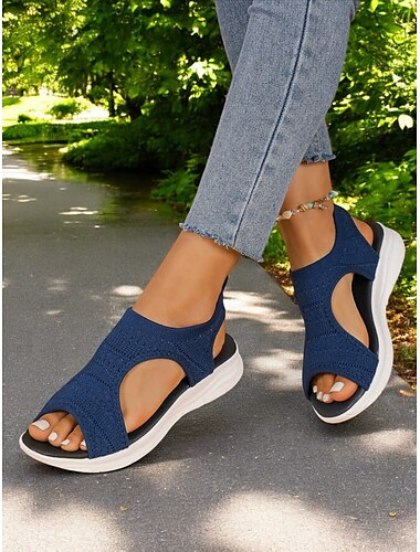  Offene Damensandalen aus Strick mit leichter gepolsterter Sohle, atmungsaktivem Design und sportlichem Stil zum Spazierengehen und für lässige Sommeroutfits