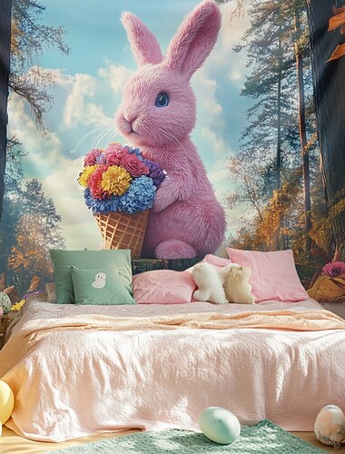  فن الجدارية المعلقة بيض الأرنب تزيين الجدران تزيين الجداريات الكبيرة خلفية التصوير بطانية ستارة تزيين المنزل غرفة النوم غرفة المعيشة