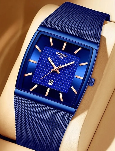  Montres carrées bleues NIBOSI Montres pour hommes de marque Top Montre à quartz de luxe Montre-bracelet étanche Montre masculine 2376