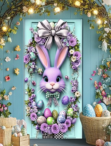  Decorazioni per porte Coperture per porte Uova di coniglio Tappeto per porta Tenda per porta Decorazione Sfondo Banner per porta anteriore Casa di campagna