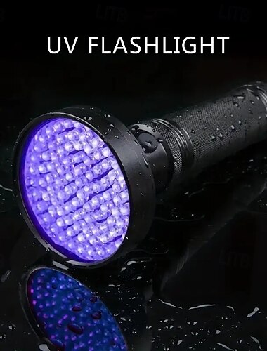  Linterna ultravioleta de 100 ledes: linterna de luz negra de 395 nm para detección de orina de mascotas y escorpiones &inspección de fluorescencia