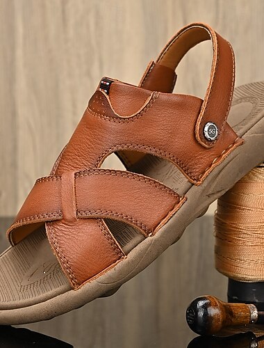  sandali casual da uomo in similpelle - design con cinturino incrociato, chiusura regolabile a strappo, comoda suola antiscivolo, perfetti per le passeggiate estive e le attività all'aperto
