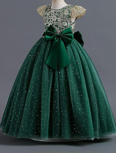  Prinzessin Bodenlang Blumenmädchen Kleid Süße 16 Mädchen Süßes Abschlussballkleid Tüll mit Schleife(n) gestuft Plissee Passform 3-16 Jahre