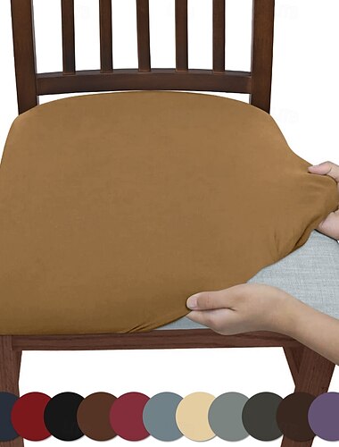  Stuhlsitzbezüge, weicher Stuhlbezug für Esszimmerstühle, Stretch, abnehmbare Stuhlbezüge für Esszimmer, Küche, Samtsitzbezüge für Esszimmer
