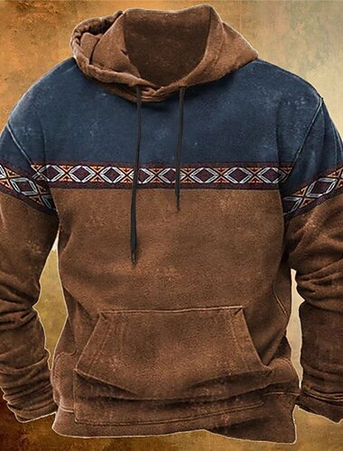  Hombre Bloque de color Estampados Sudadera Sudaderas Sudadera Con Capucha Manga Larga Sudadera con capucha Con Capucha Ropa de calle Impresión 3D Diario Deportes Negro Azul Piscina Estampado