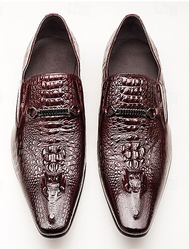  Herren Loafer aus Kunstleder mit Krokoprägung – elegante Schlupfschuhe mit Metallschnalle für Business und formelle Anlässe