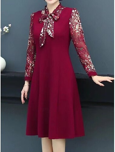  Per donna Vestito longuette Abiti Boho Chic Moda Informale Da mare Giornaliero Standard Floreale Manica lunga A V Nero Rosso Blu Estate