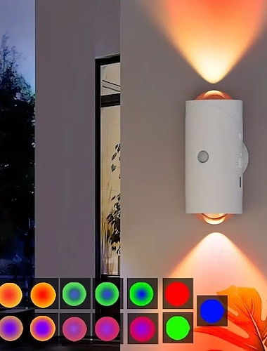  bewegingssensor dubbele kop zonsondergang licht multi-color led kast onder verlichting 15 kleuren usb oplaadbaar voor slaapkamer woonkamer kantoor feest winkel sfeer decoratie