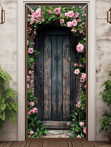  Decoraciones de Puerta Cubiertas de Puerta Rústicas Tapiz de Puerta Cortina de Puerta Decoración Fondo Interior/Exterior Bandera de Puerta para la Puerta Principal Casa de Campo