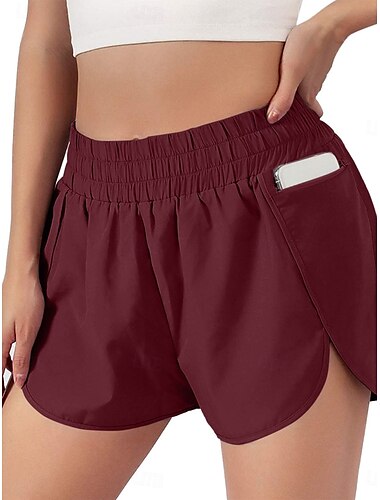  Damen Chinesisch Chino Shorts Kurze Hosen Modisch Strassenmode Kurz Hoher Taillenbund Glatt Tasche Elastischer Bund Bequem Weich Komfortabel Mikro-elastisch Outdoor Strasse Schwarz Wein Purpur Grün