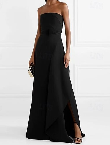  A-Linie Abendkleider Elegant Kleid Abendgesellschaft Gala Boden-Länge Ärmellos Schatz Ausschnitt Mittwoch Addams Family Baumwollmischung Rückenlos mit Rüschen 2025
