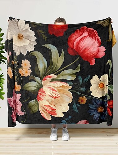 Superweiche Überwurfdecke mit Vintage-Blumenmuster, neuartige Flanell-Überwurfdecken, warme 3D-Druck-Geschenke für alle Jahreszeiten, große Decke