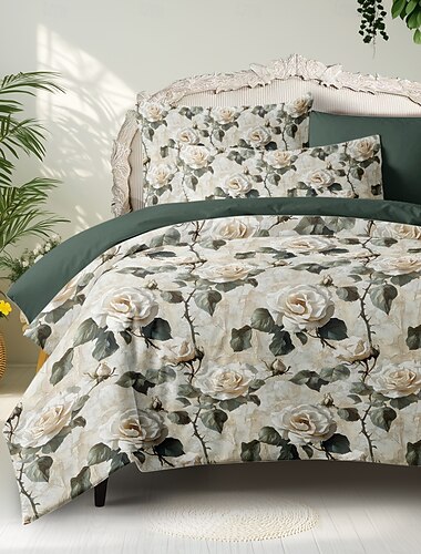  Bettwäscheset mit künstlerischen Blumen. Elegantes Blumendesign für einen Hauch von Eleganz in Ihrem Schlafzimmer. Aus weichem, strapazierfähigem und atmungsaktivem Stoff für ganzjährigen Komfort.