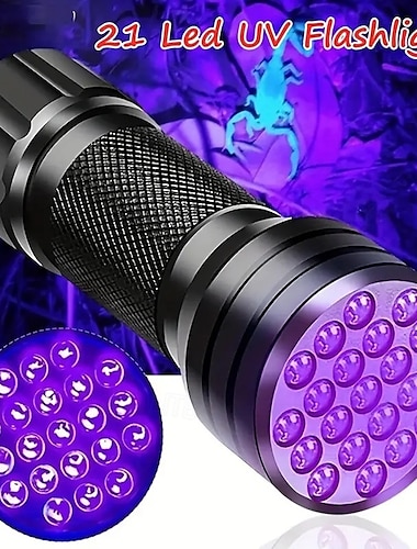  Linterna ultravioleta de 21 led: lámpara ultravioleta de luz negra que se ilumina para mejorar las uñas, detección de fluorescencia para fiestas en casa