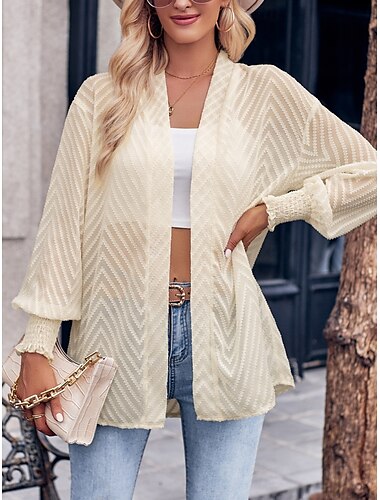  Damen Freizeitjacke Atmungsaktiv Komfortabel überdimensional Brautkleider schlicht Glatt Urlaub Strasse Freizeitskleidung Ausgehen Öffnung vorne Standard ohne Kragen Regular Fit Langarm Oberbekleidung