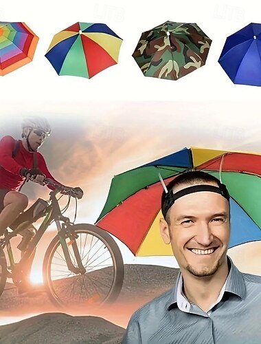  Schirmhut, Angelschirmhut, faltbar, verstellbare Sonnen- und Regenkappe, wasserdichte UV-Schutz-Kopfbedeckung für Angeltouren im Freien, Partys, Strandwanderungen