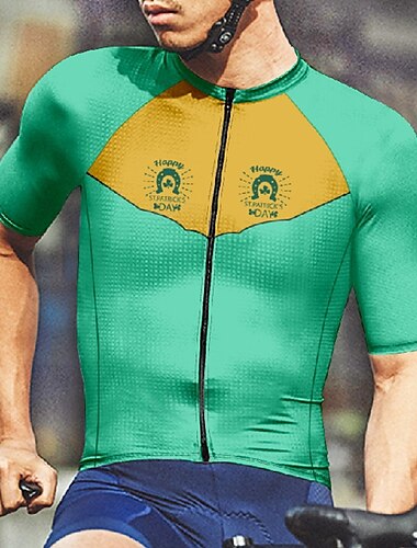  Herren St. Patricks Trikot Radtrikot fahrradbekleidung Fahrradtrikot Kurzarm Fahhrad T-Shirt Trikot mit 3 Gesäßtaschen MTB Mountain Atmungsaktiv Schnelltrocknend Anatomisches Design