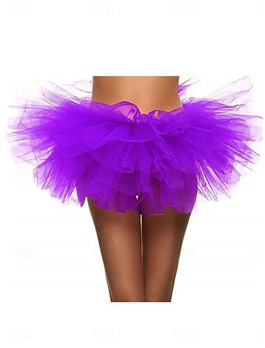  Dames A-lijn Tutu Tule rok Zomer Mini Medium Taille Rokken Effen Inelastisch Feestavondkleding Thema feest Donker Paars Regenboog Zomer Polyester Tule