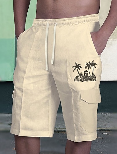  Herr Kokosnötsträd Grafiska tryck Cargo-shorts Sommarshorts Medium Midja Streetwear Designer Ledigt Dagligen Helgdag Snörning Elastisk midja Mönster Designer Kläder