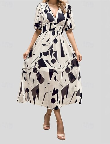  Damen kleid lang Casual kleid A Linie Kleid Blumenkleid Sommerkleid Elegant Stilvoll Urlaub Täglich Verabredung Regular Fit Blumen Kurzarm V Ausschnitt Schwarz Rosa Blau Grün Sommer