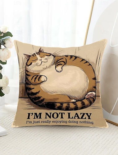  divertente animale decorativo copricuscini gatto pigro 1 pz morbido quadrato copricuscino divano federa per camera da letto soggiorno divano sedia