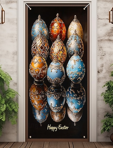  Décorations de porte Décorations de porte Œufs Impériaux Tapisserie de porte Rideau de porte Décoration arrière-plan Intérieur/Extérieur Bannière de porte pour porte d'entrée de maison de campagne