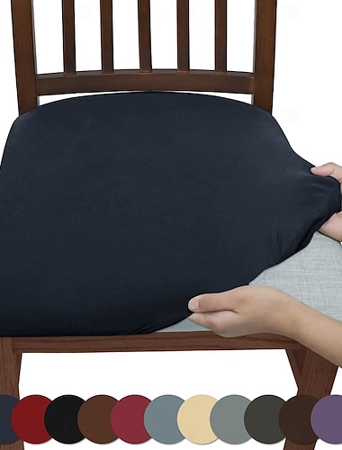  Fundas para asientos de sillas, fundas suaves para sillas de comedor, fundas elásticas extraíbles para sillas de comedor, fundas de terciopelo para asientos de comedor y cocina