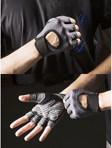  atmungsaktive Halbfinger-Fahrradhandschuhe mit Anti-Rutsch-Griff – leichte und gepolsterte Sporthandschuhe für Männer und Frauen, perfekt zum Radfahren, Training im Fitnessstudio und für Outdoor-Aktivitäten