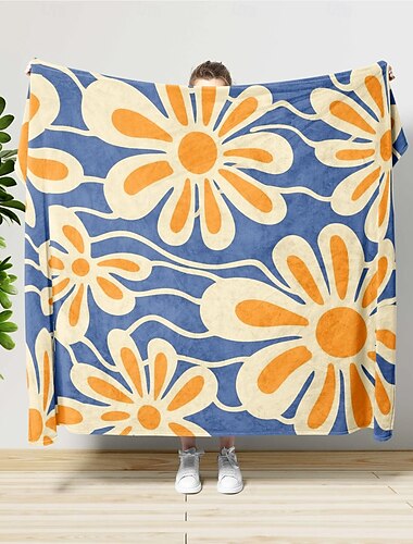  Manta con estampado floral súper suave, manta sherpa con estampado en caliente, decoración para la habitación de todas las estaciones, regalos, manta grande