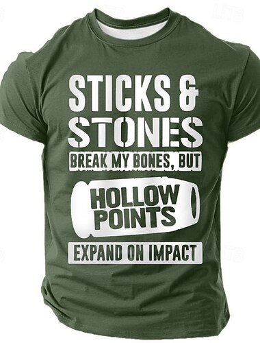  Männer Grafik T-Shirt Stöcke  Steine Hohlpunkt Zitat - Dunkler Humor Lifestyle Tee