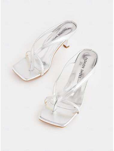  Zilveren metallic sandalen met hoge hak – trendy feestschoenen voor dames en vrijetijdskleding
