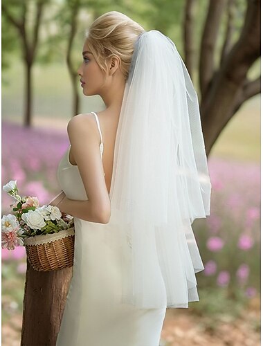  elegante tweelaagse bruidssluier met zachte tule – klassiek bruidsaccessoire voor bruiden, ideaal voor traditionele en formele bruiloften