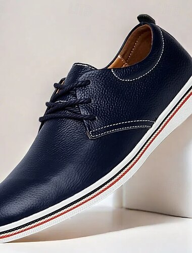  Lässige Herren-Schnürschuhe – Obermaterial aus lebendigem Kunstleder, leichtes Design, rutschfeste Sohle, perfekt für den Alltag und Sommerausflüge