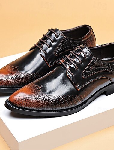  Schwarze und braune Oxford-Abendschuhe für Herren mit Krokodilstruktur – formelle Kunstlederschuhe für Business, Hochzeiten und Partys