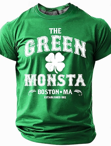  St. Patrick Herren Shamrock Irisches T-Shirt Kurzarm T-Shirt 3D Druck Rundhals T-Shirt Designer Freizeit Party Feiertag Club Schwarz Rot Grün Sommer Frühjahr Bekleidung Bekleidung S M L XL XXL XXXL